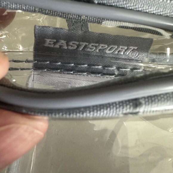 Clear Eastsport PVC Tote Bag With Gray Straps & Front Zipper Pocket - Picture 5 of 11